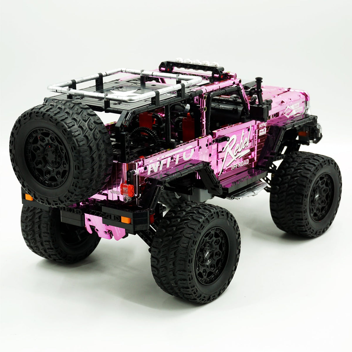 Trilumity Jeep Wrangler Off-Road Electroplating Pink Limited Edition Building Block Set, 1:6 Scale, Remote Control, 2,121-Piece
