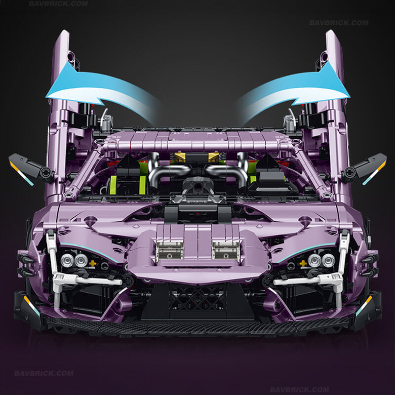 Trilumity Building Block Set: 1:10 Drifting Edition Italian Bull L539 Lightning Hybrid | Remote Controlled Drifting Italian Bull | Metallic Purple
