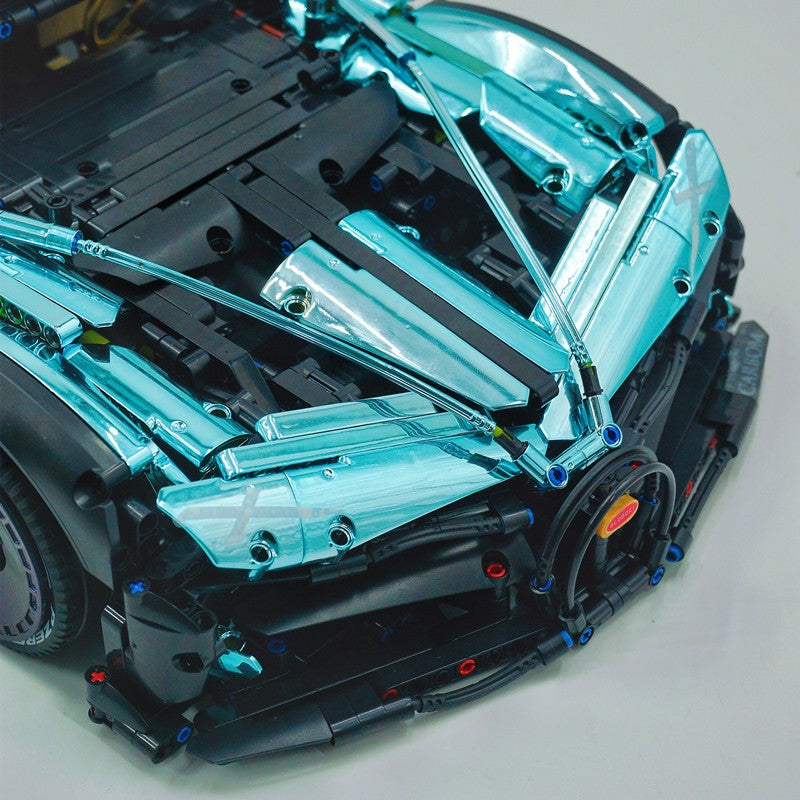 Trilumity Bugatti Bolide W16, Electroplating Lake Blue Customized Version Building Block Set, 1:8 Scale, Remote Control, 3,588-Piece