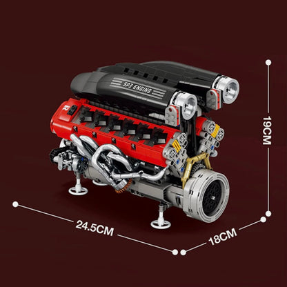 Trilumity Building Block Set: Italian V12 Hypercar Engine | Motorised Supercar Engine Model | 1240-Piece