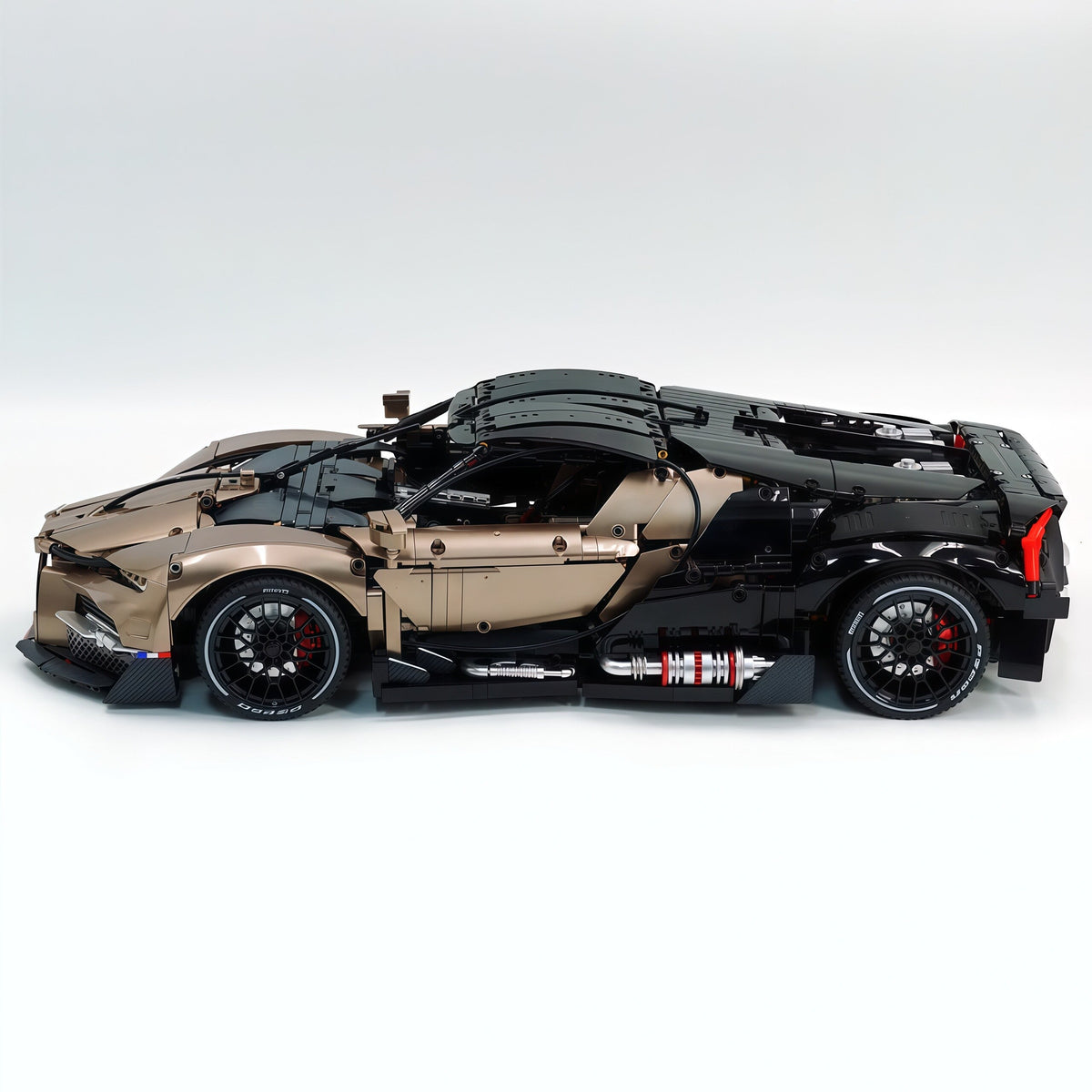 Trilumity Motorized Building Block Set: 1:8 French Hybrid V16 Hypercar | Combination of Bronze and Pearl Black | Ultimate Collector's Item