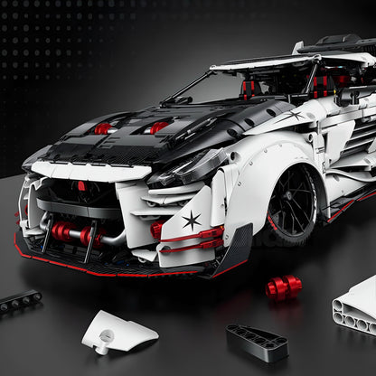Trilumity Motorized Building Block Set: 1:8 Nissan GT-R R35 Widebody Edition | White Beast | 3939+-Piece