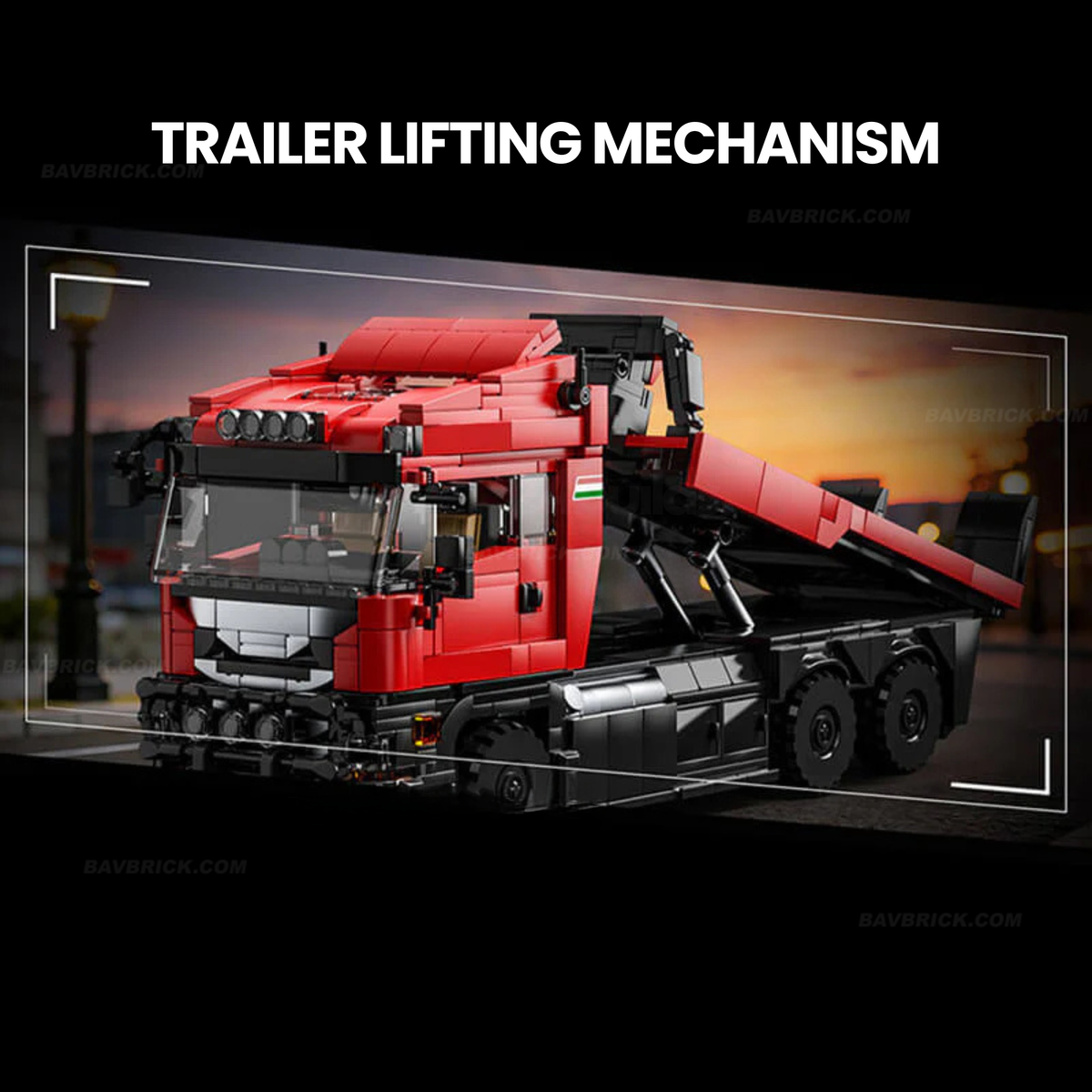 Trilumity Building Block Set: 1:24 Red Italian Hypercar & Scania Trailer Set (1728Piece)