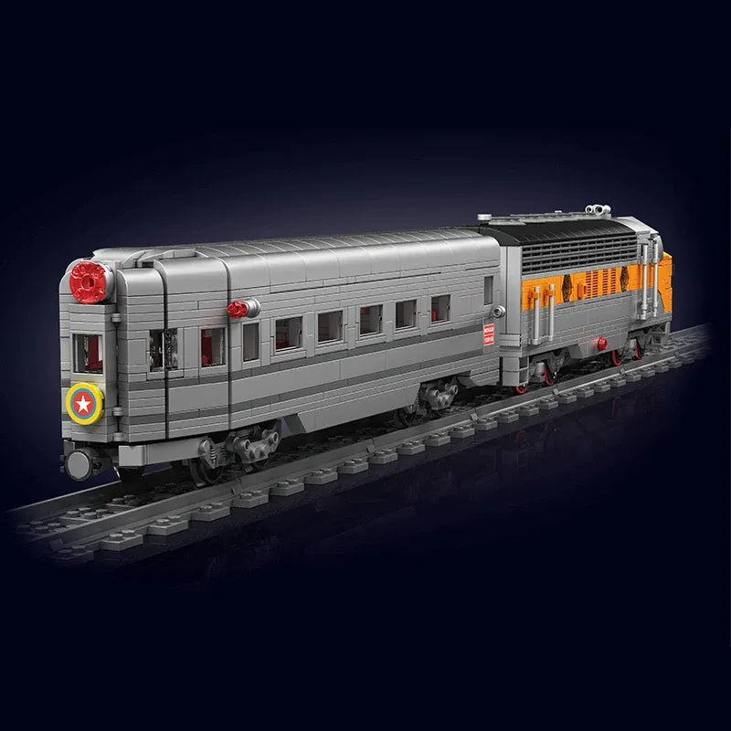 Mould King Motorized Building Block Set: USA EMD F7 WP Diesel Locomotive Train, Model K12018