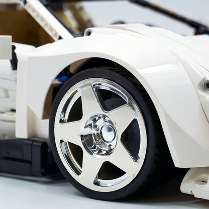 Trilumity Building Block Set: 1:8 Widebody Classic Italian 80s Icon – Pearlescent White Edition (4301-Piece)