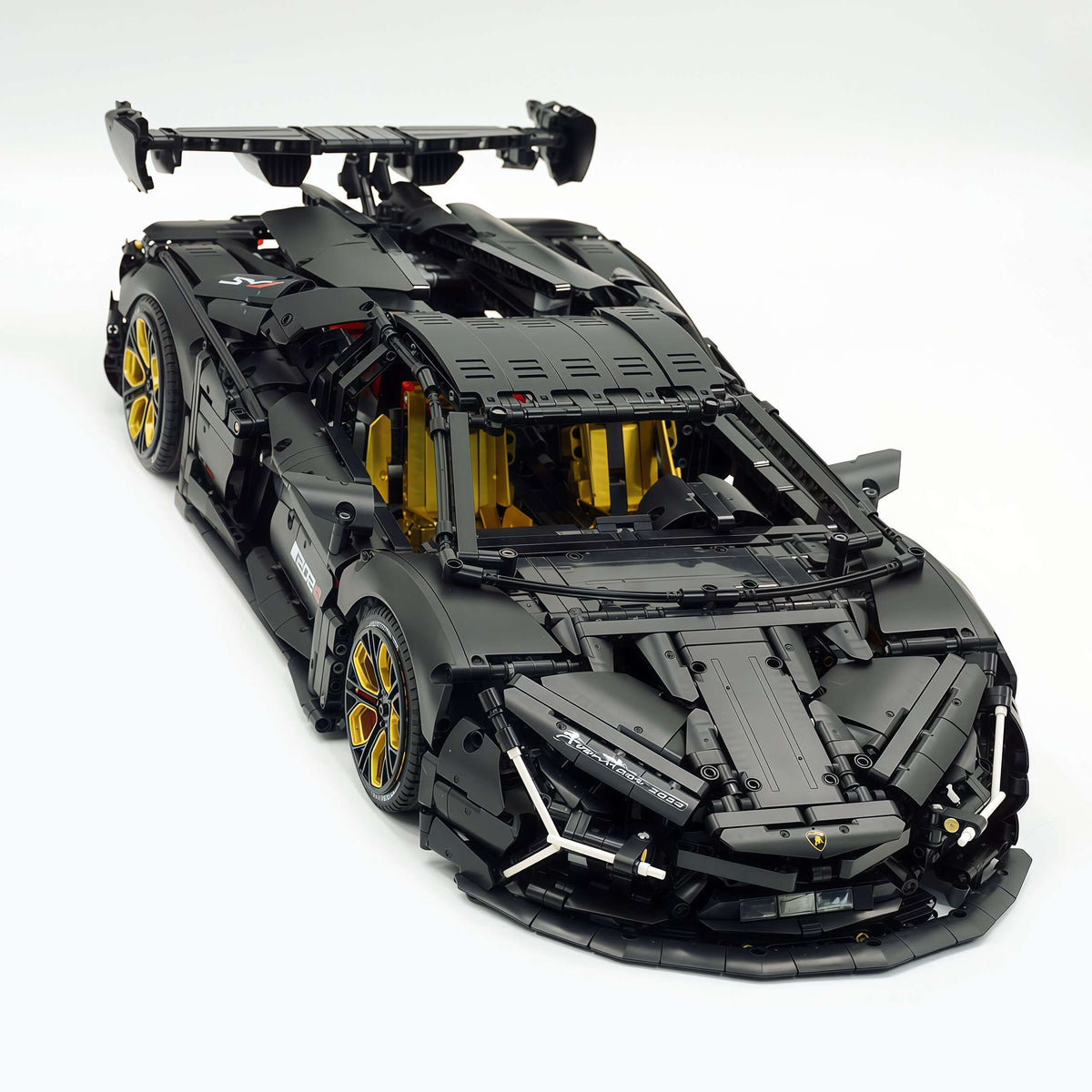 Trilumity Motorized Building Block Set: 1:8 Italian Bull Jota V12 Hypercar – Barrel Plated Matte Black Customized Edition (3260-Piece)