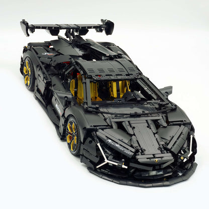 Trilumity Motorized Building Block Set: 1:8 Italian Bull Jota V12 Hypercar – Barrel Plated Matte Black Customized Edition (3260-Piece)
