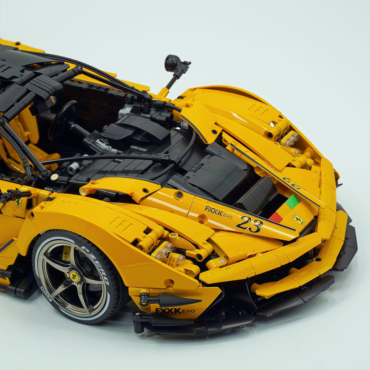 Trilumity Motorized Building Block Set: 1:8 The Ultimate Italian Hybrid Hypercar Evo | Baked Enamel Yellow Paint Italian Flagship (4058+-Piece)