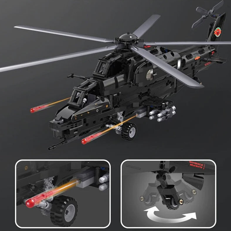 Trilumity WZ-10 Helicopter Building Block Set, Remote Control, 1,029-Piece