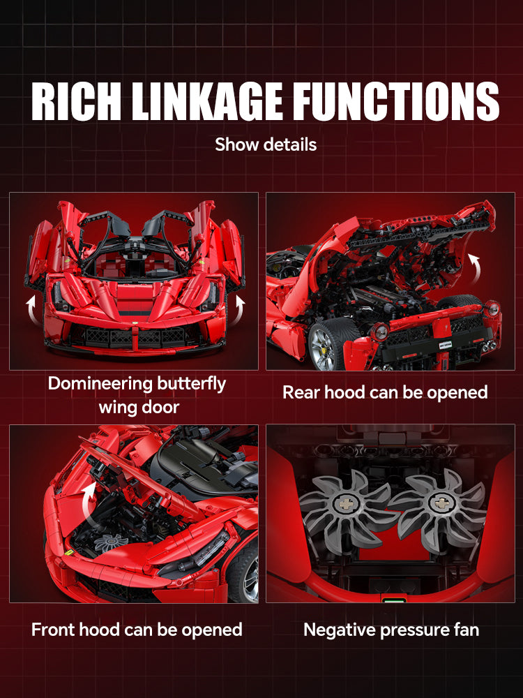 Trilumity LaFerrari C6 Sportcar, Fully Detailed Simulation Building Block Set, 1:8 Scale, Remote Control, 4,739-Piece