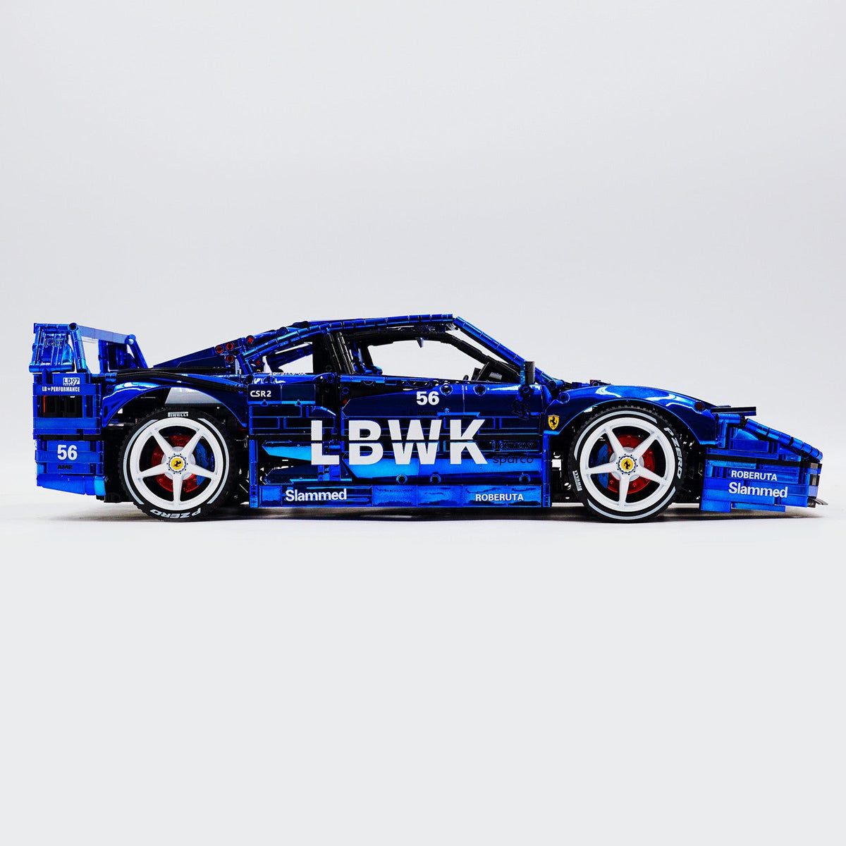 Trilumity Building Block Set: 1:8 The Ultimate 80s Turbo Icon Supercar | Lb Style Electroplated Mirror Royal Blue Edition (4026-Piece)