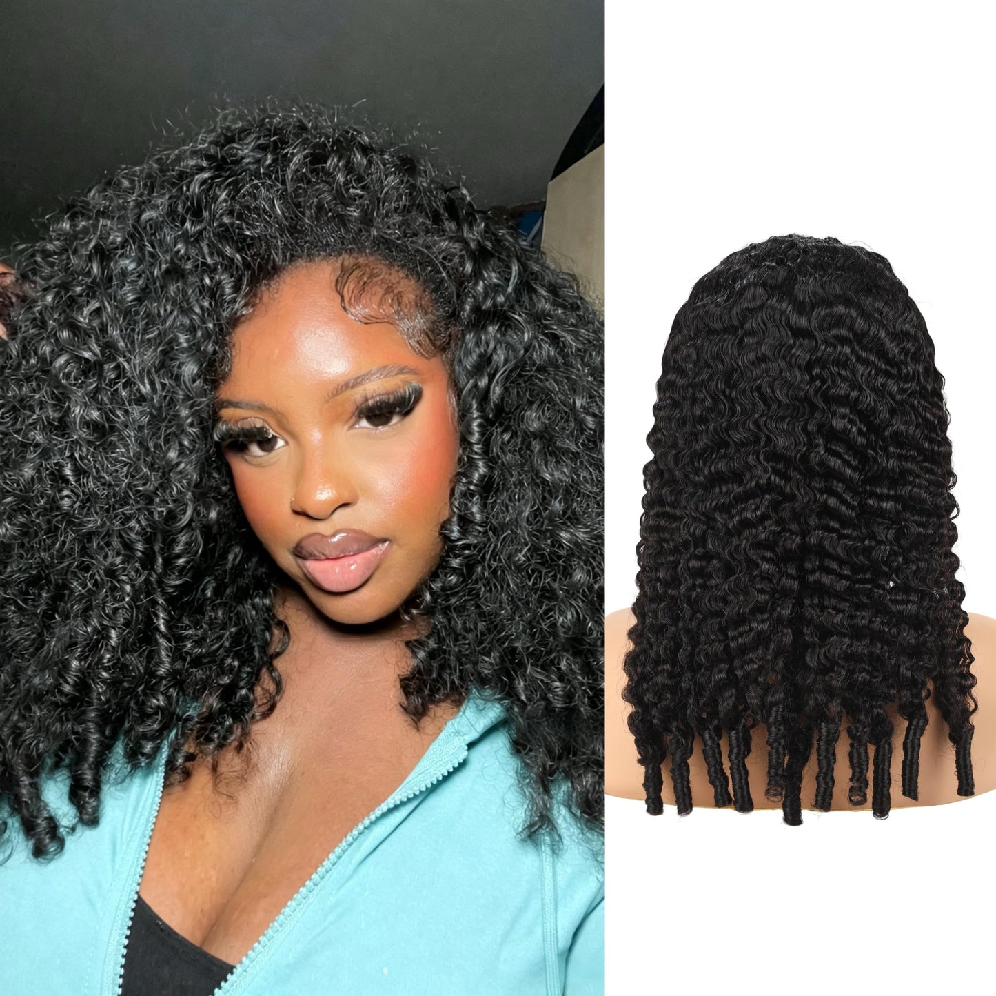 Trilumity Half Burmese With Spiral Curly Human Hair - Natural Color Hair Replacement Wig