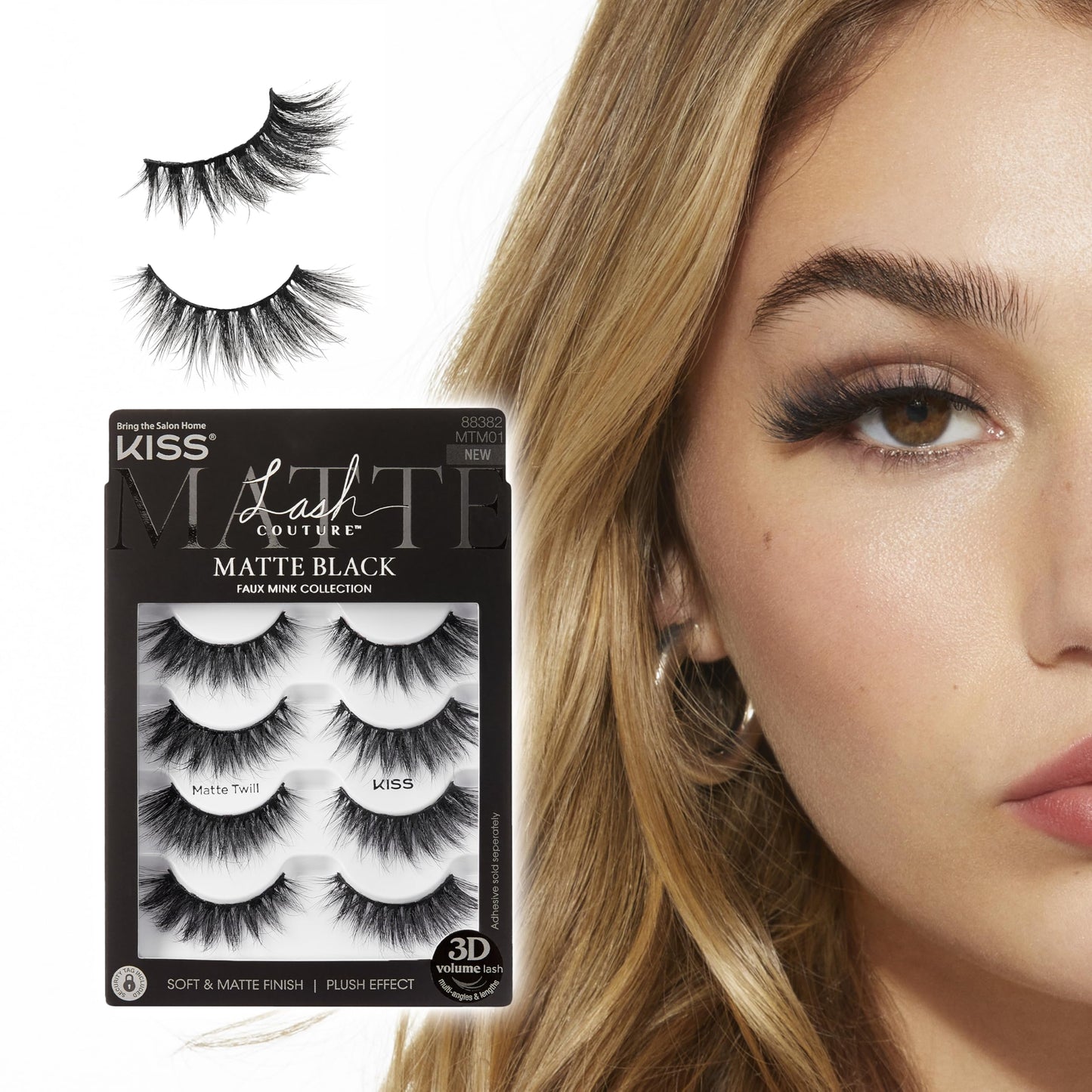 Trilumity Matte Twill Wispy Cat Eye Faux Mink Fiber - Black False Lashes