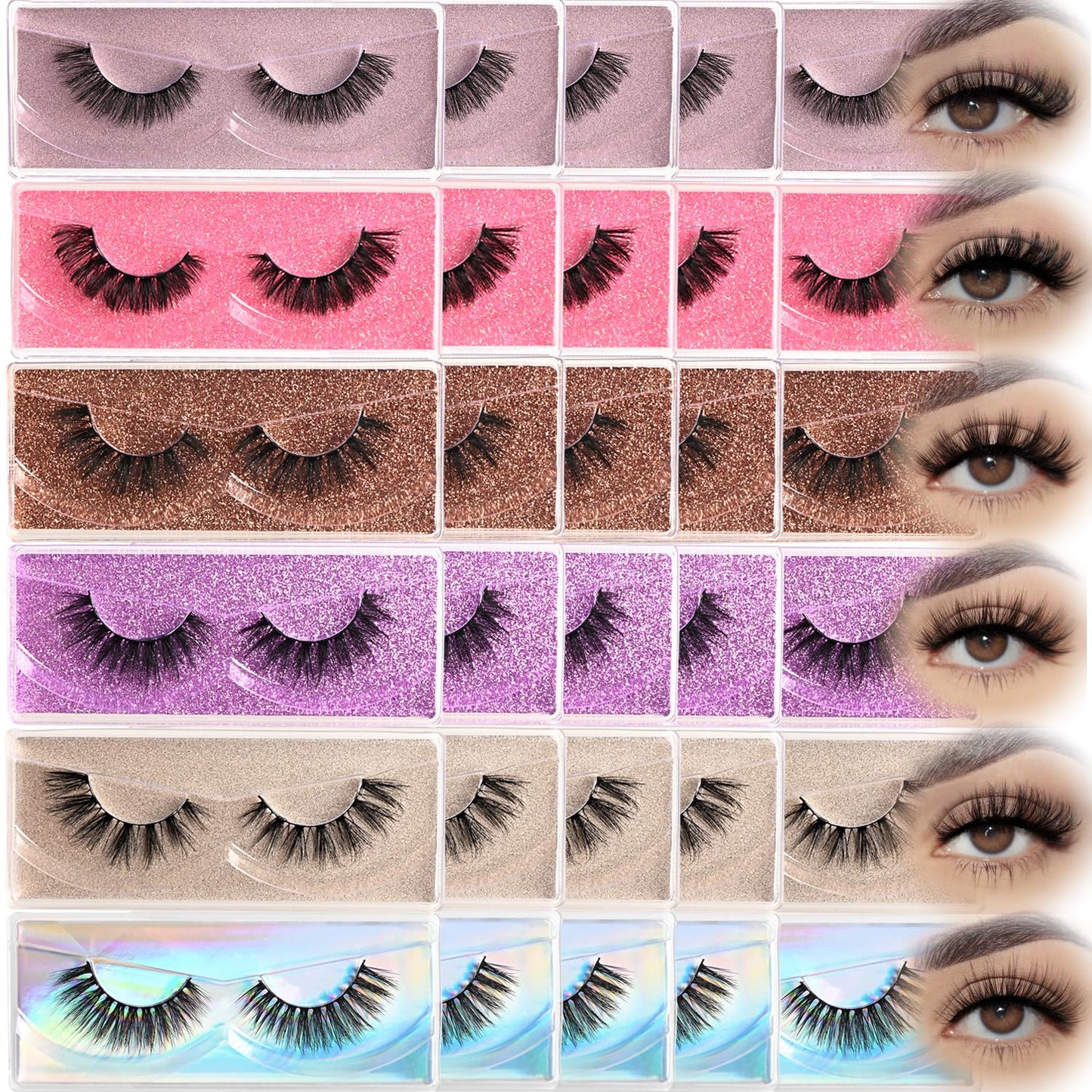 Trilumity Bulk Volume Mixed Cat Eye Faux Mink Fiber - Black False Lashes
