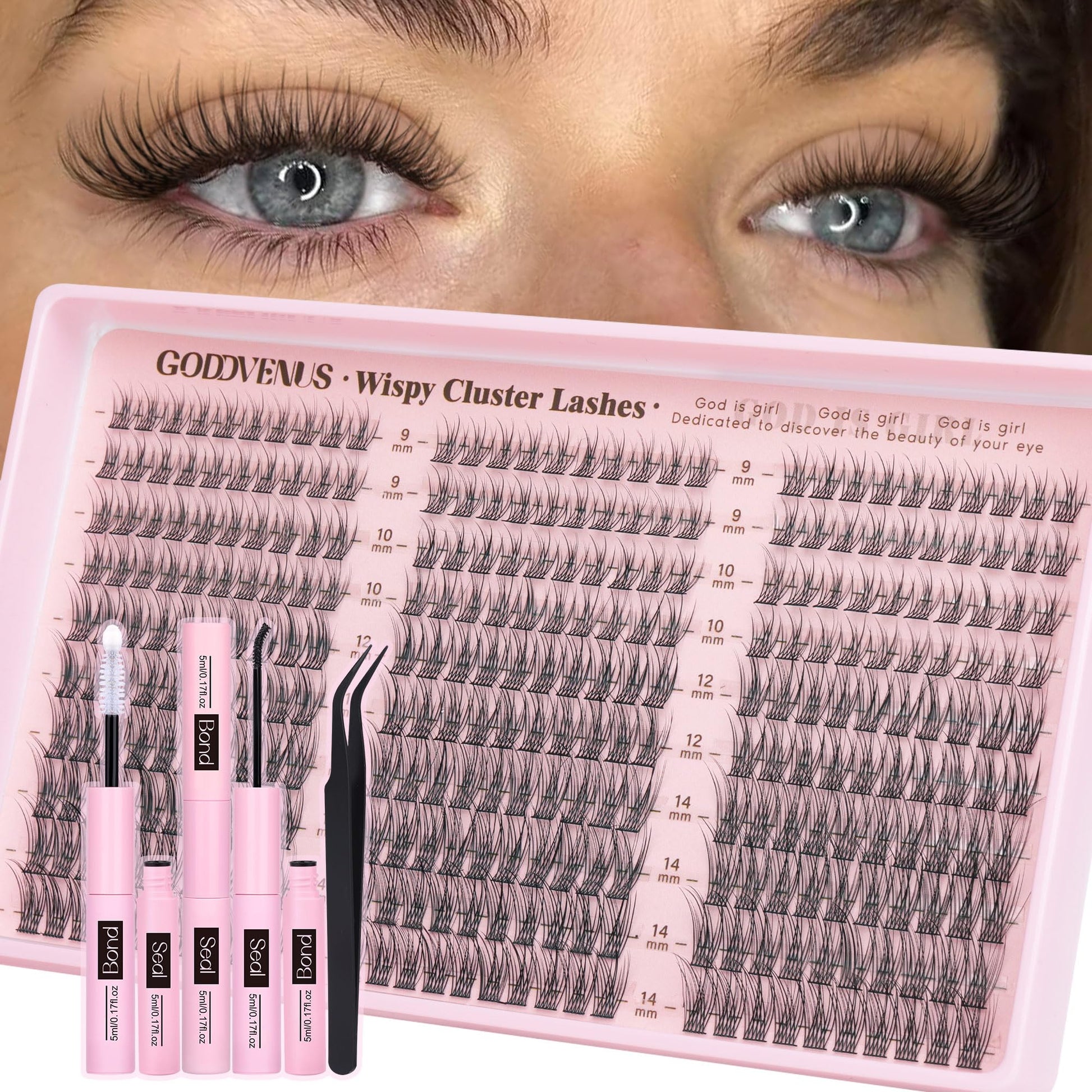 Trilumity Lash Clusters Kit 9 Wispy Faux Mink Fiber - Black False Lashes