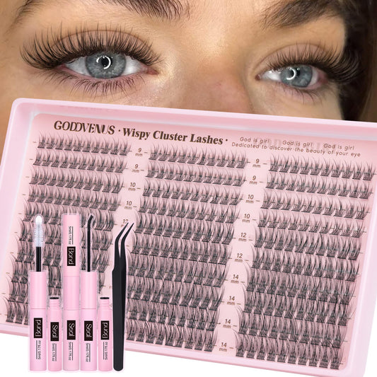 Trilumity Lash Clusters Kit 9 Wispy Faux Mink Fiber - Black False Lashes