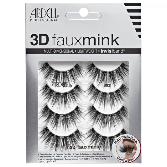 Trilumity Premium 3D Faux Mink 863 Wispy Reusable Faux Mink - Black False Lashes Set