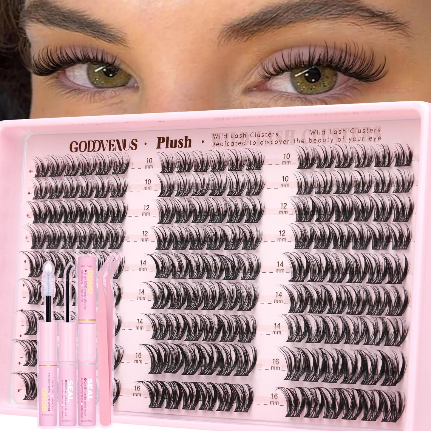 Trilumity Plush Lash Clusters Kit Wispy Faux Mink Fiber - Black False Lashes