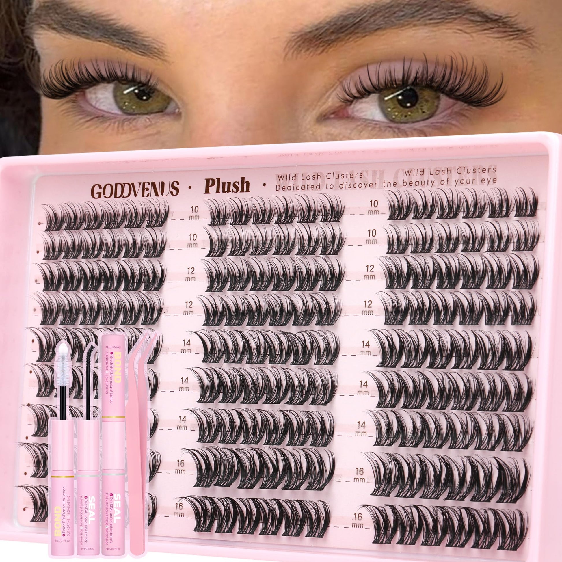 Trilumity Plush Lash Clusters Kit Wispy Faux Mink Fiber - Black False Lashes