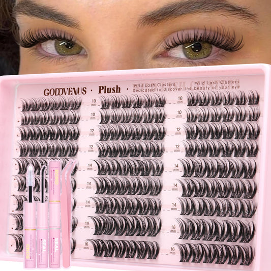 Trilumity Plush Lash Clusters Kit Wispy Faux Mink Fiber - Black False Lashes
