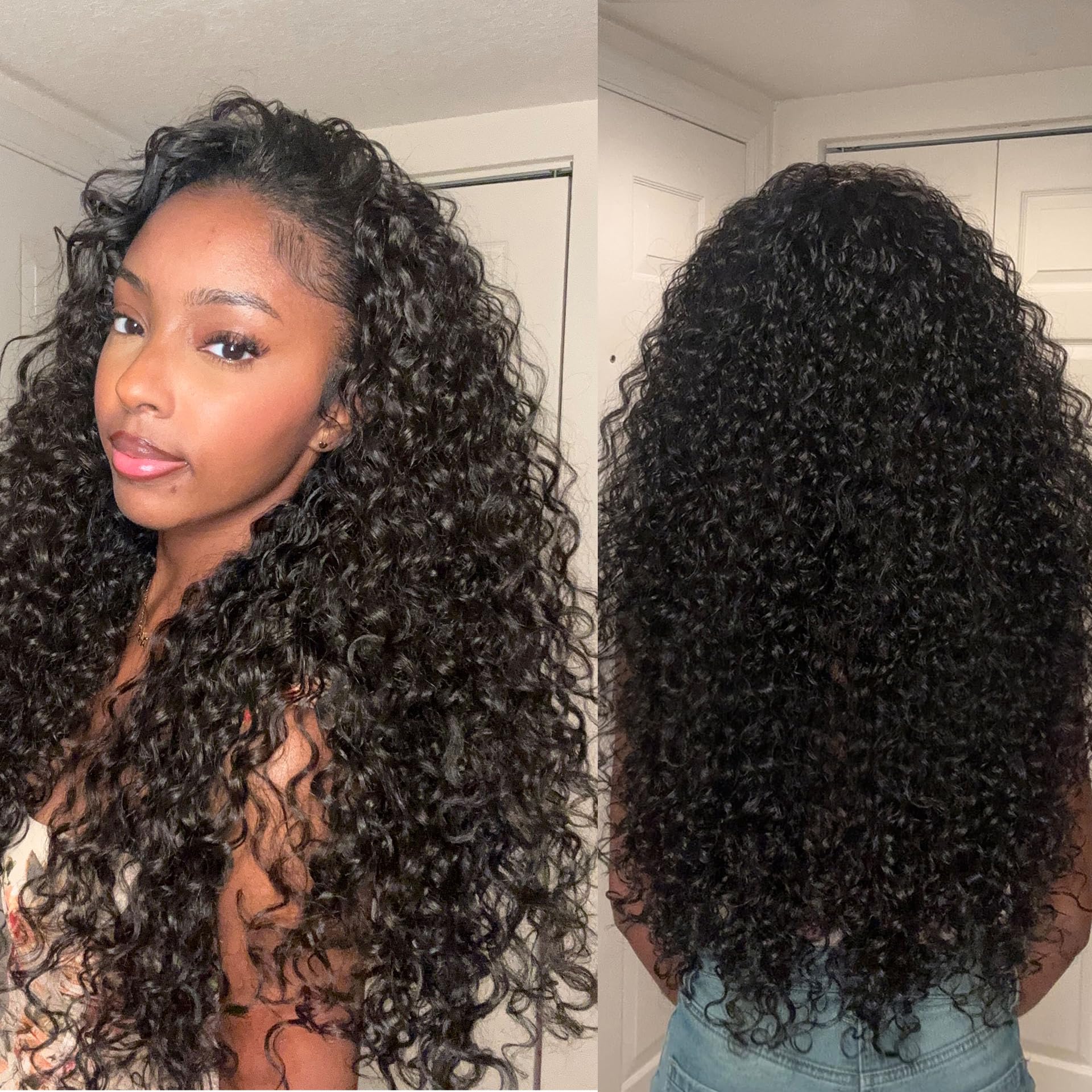 Trilumity Half Curly Human Hair - Natural Black Hair Replacement Wig
