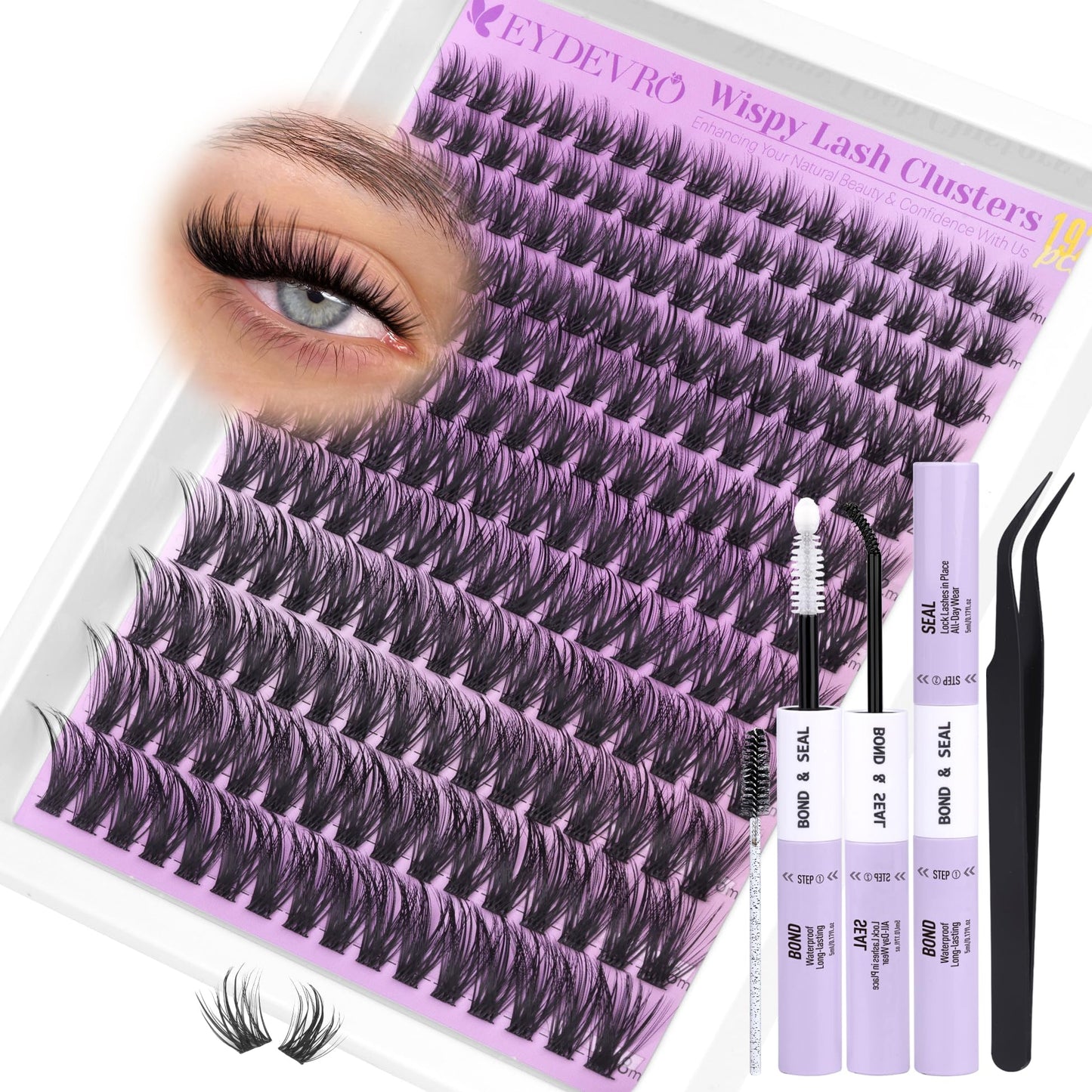 Trilumity Lash Clusters Kit Wispy Faux Mink Fiber - Black False Lashes