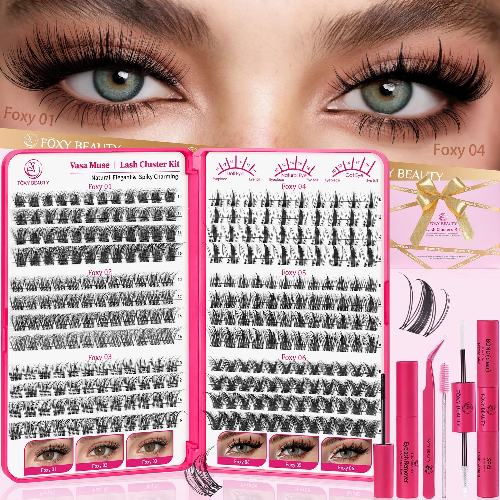 Trilumity Lash Clusters Wispy Faux Mink Fiber - Black False Lashes