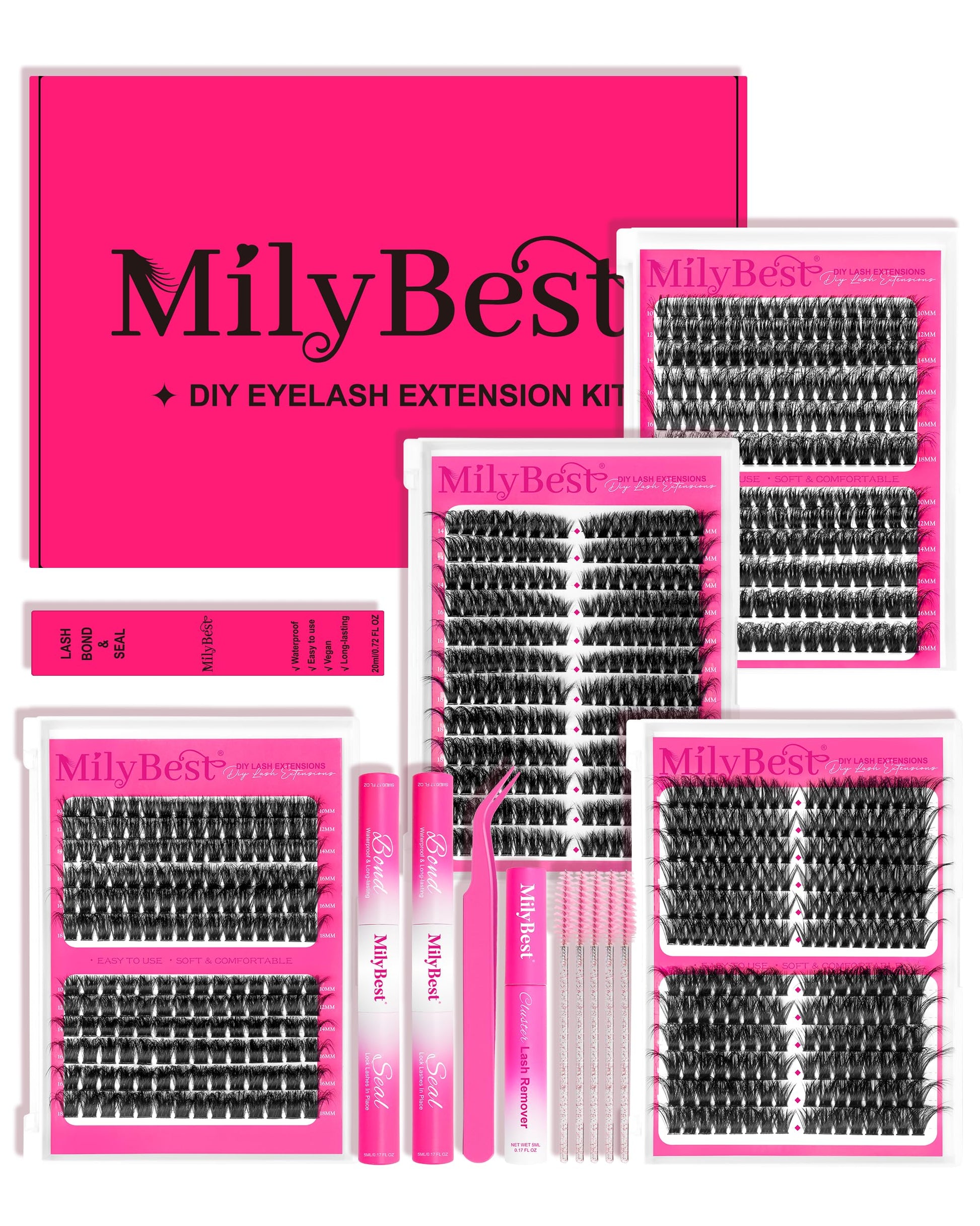 Trilumity 4 Styles Lash Wispy Faux Mink Fiber - Black False Lashes