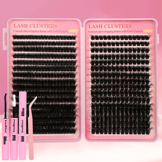 Trilumity Cluster Lash Clusters Kit Wispy Faux Mink Fiber - Black False Lashes