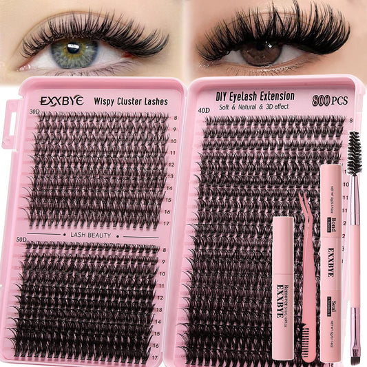Trilumity Lash Clusters Kit Lash Cat Eye Faux Mink Fiber - Black False Lashes