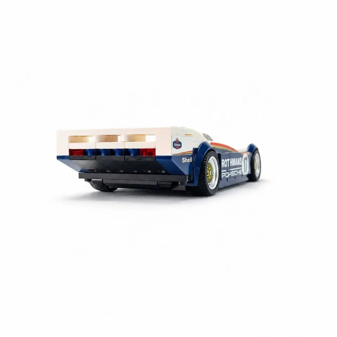 Trilumity Building Block Set: 1:24 Porsche 962C, A Legendary Racing Car of the 1980s | Rothmans Classic Blue and White Livery