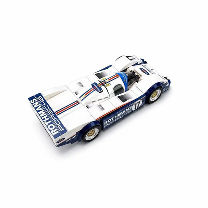 Trilumity Building Block Set: 1:24 Porsche 962C, A Legendary Racing Car of the 1980s | Rothmans Classic Blue and White Livery