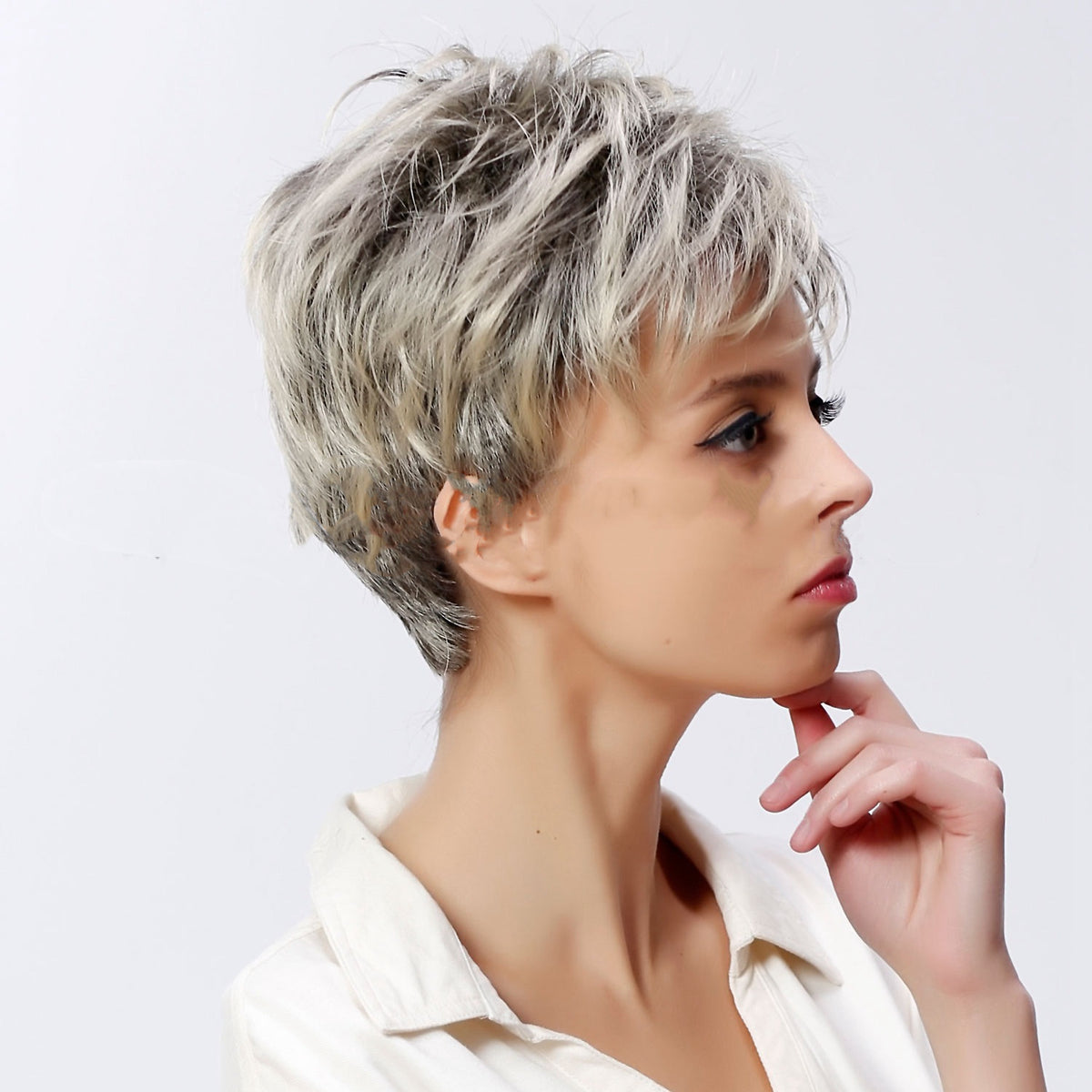 Trilumity Straight Wig in White, back view