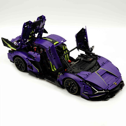 Trilumity Motorized Building Block Set: 1:8 Comet Purple Lamborghini Supercar with Remote Control – Electric Features, V10 Engine, and Custom Starry