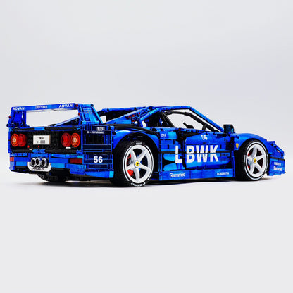 Trilumity Building Block Set: 1:8 The Ultimate 80s Turbo Icon Supercar | Lb Style Electroplated Mirror Royal Blue Edition (4026-Piece)