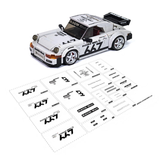 Trilumity Building Block Set: 1: 24 Custom German Porsche 930 with Container Display Case (318-Piece)