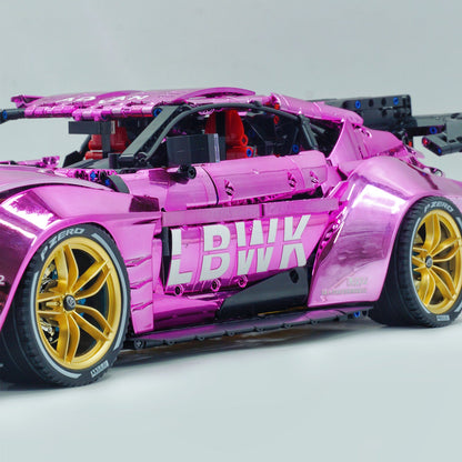 Trilumity Motorized Building Block Set: 1:8 Toyota Supra Electroplating Pink Limited Edition, Electric Air Suspension, Rear Accelerator Blade linkage