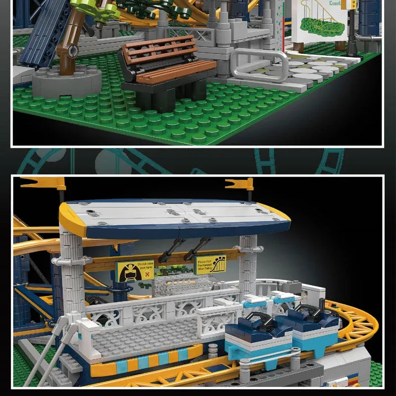 Mould King Building Block Set: Motorized Fairground Roller Coaster, Model K 11012