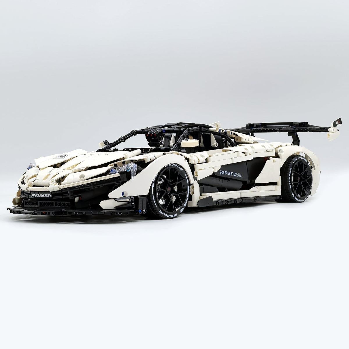 Trilumity Motorized Building Block Set: 1: 8 British Hybrid Hypercar White Goddess Supercar Building Sets with Remote Control, Electric lift tail