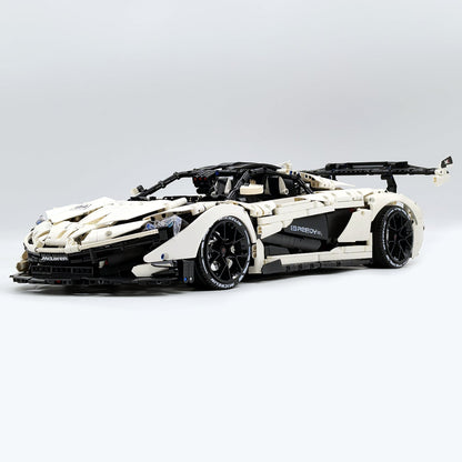 Trilumity Motorized Building Block Set: 1: 8 British Hybrid Hypercar White Goddess Supercar Building Sets with Remote Control, Electric lift tail