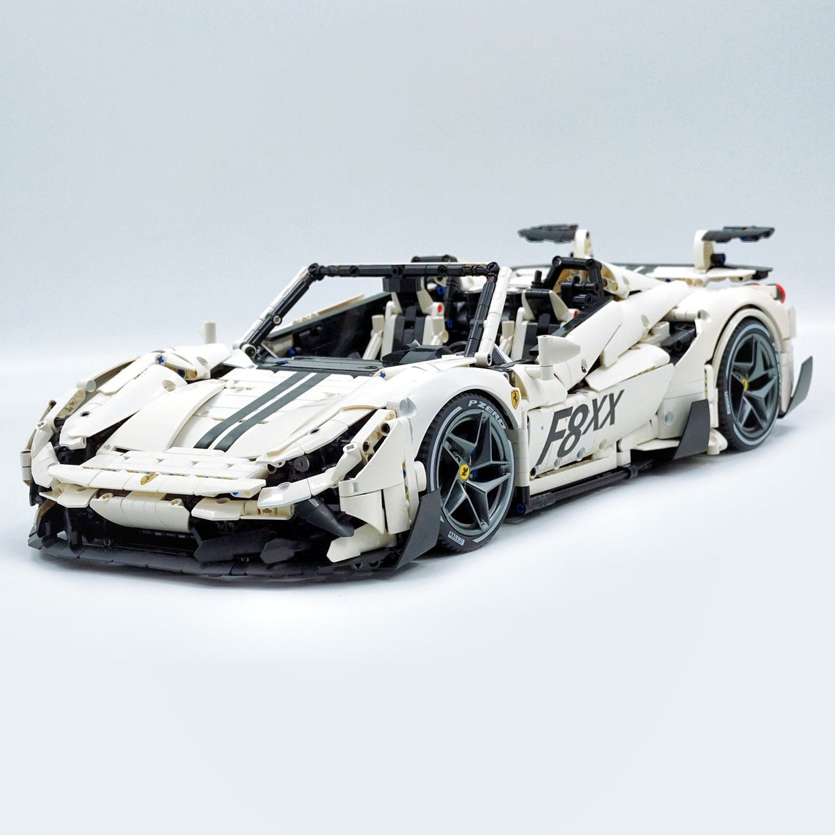 Trilumity Building Block Set: 1:8 The Ultimate Turbo V8 GT Convertible, White Goddess Custom Edition (3781-Piece)
