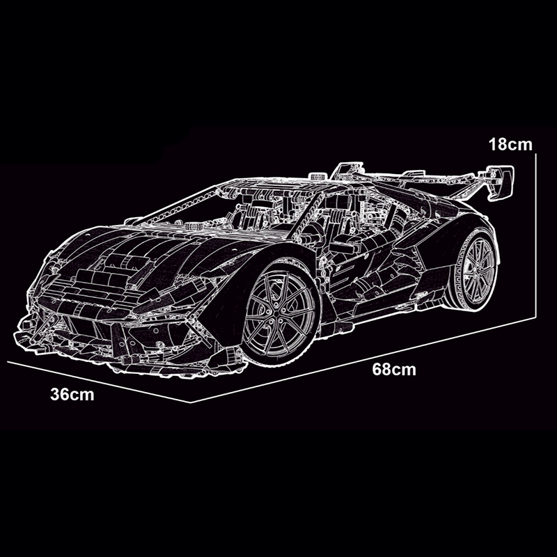 Trilumity Building Block Set: 1:6 Italian Bull Jota V12 Hypercar | The Largest Ever Car Model (6628-Piece)
