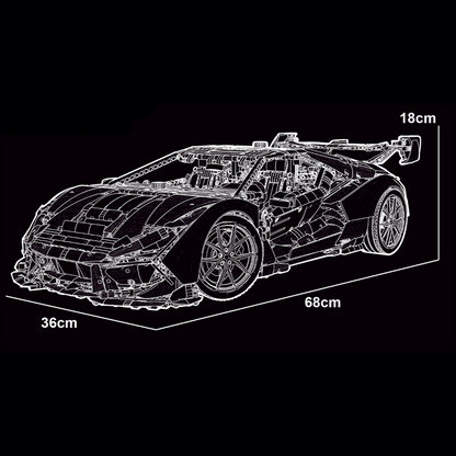 Trilumity Building Block Set: 1:6 Italian Bull Jota V12 Hypercar | The Largest Ever Car Model (6628-Piece)