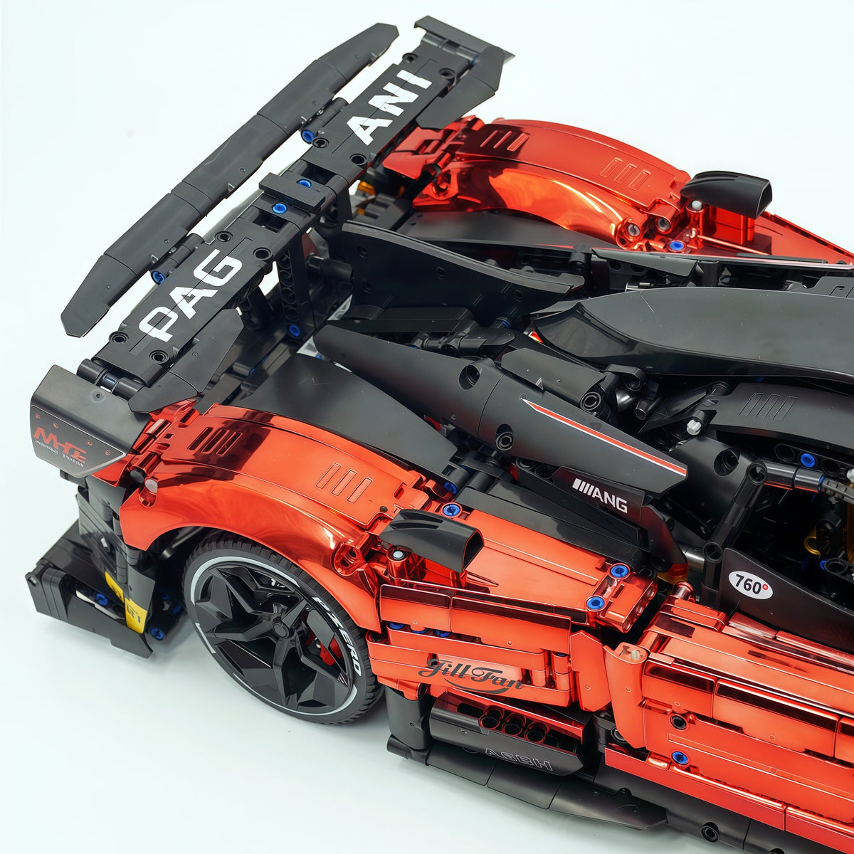 Trilumity Building Block Set: 1:8 Pagani Zonda R | Mirror Blood Red Paint Italian Hypercar (3300+-Piece)