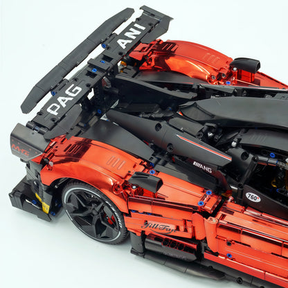 Trilumity Building Block Set: 1:8 Pagani Zonda R | Mirror Blood Red Paint Italian Hypercar (3300+-Piece)
