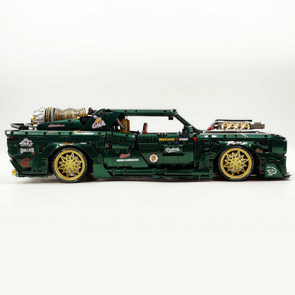 Trilumity Motorized Building Block Set: 1: 8 Dodge Challenger, Pearlescent Green Paint Customized Version (3751-Piece)