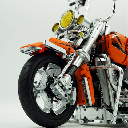 Trilumity Harley Heuer Fat Boy, Electroplating Body Building Block Set, 1:5 Scale, 2,392-Piece