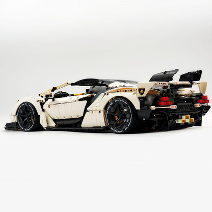 Trilumity Building Block Set: 1: 8 Sant'Agata V12 Farewell, White Goddess Version, Motorized Convertible Switch Mode, Full Vehicle Motorization