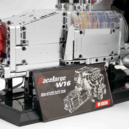 Trilumity Building Block Set: Large W16 Engine | French 16-Cylinder Engine Set (2520-Piece)