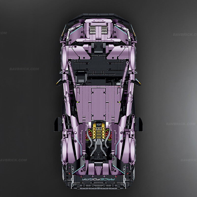 Trilumity Building Block Set: 1:10 Drifting Edition Italian Bull L539 Lightning Hybrid | Remote Controlled Drifting Italian Bull | Metallic Purple